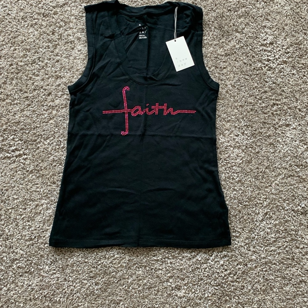 Black tee w/ rhinestone “faith “ decor